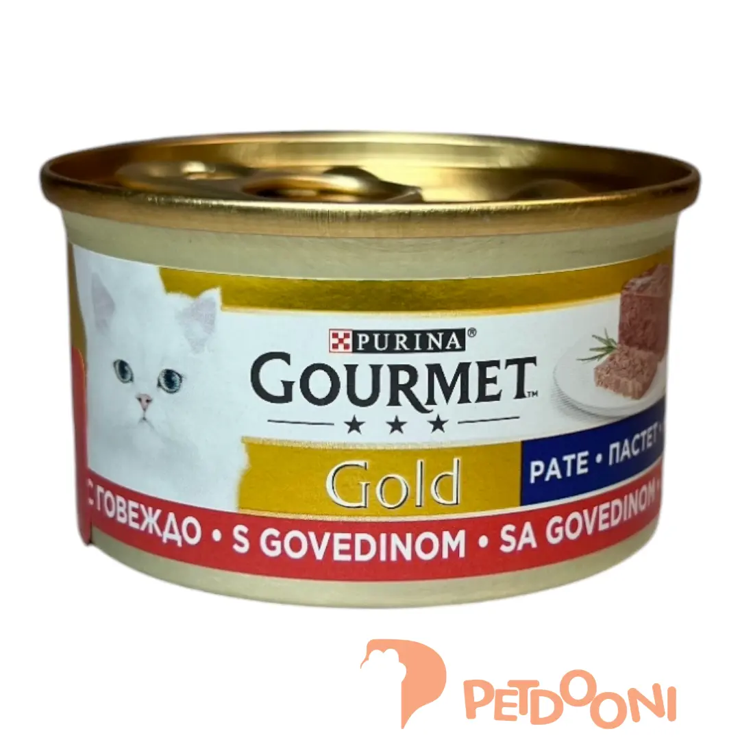 کنسرو پته گربه بالغ گورمت گلد با طعم گوشت گاو 85 گرم
