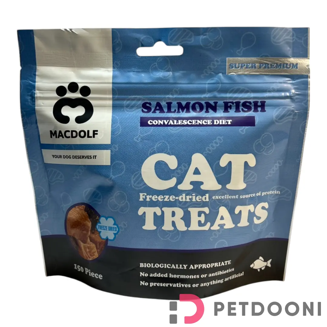 تشویقی فریز دراید گربه مک دولف طعم ماهی سالمون وزن ۴۰ گرم