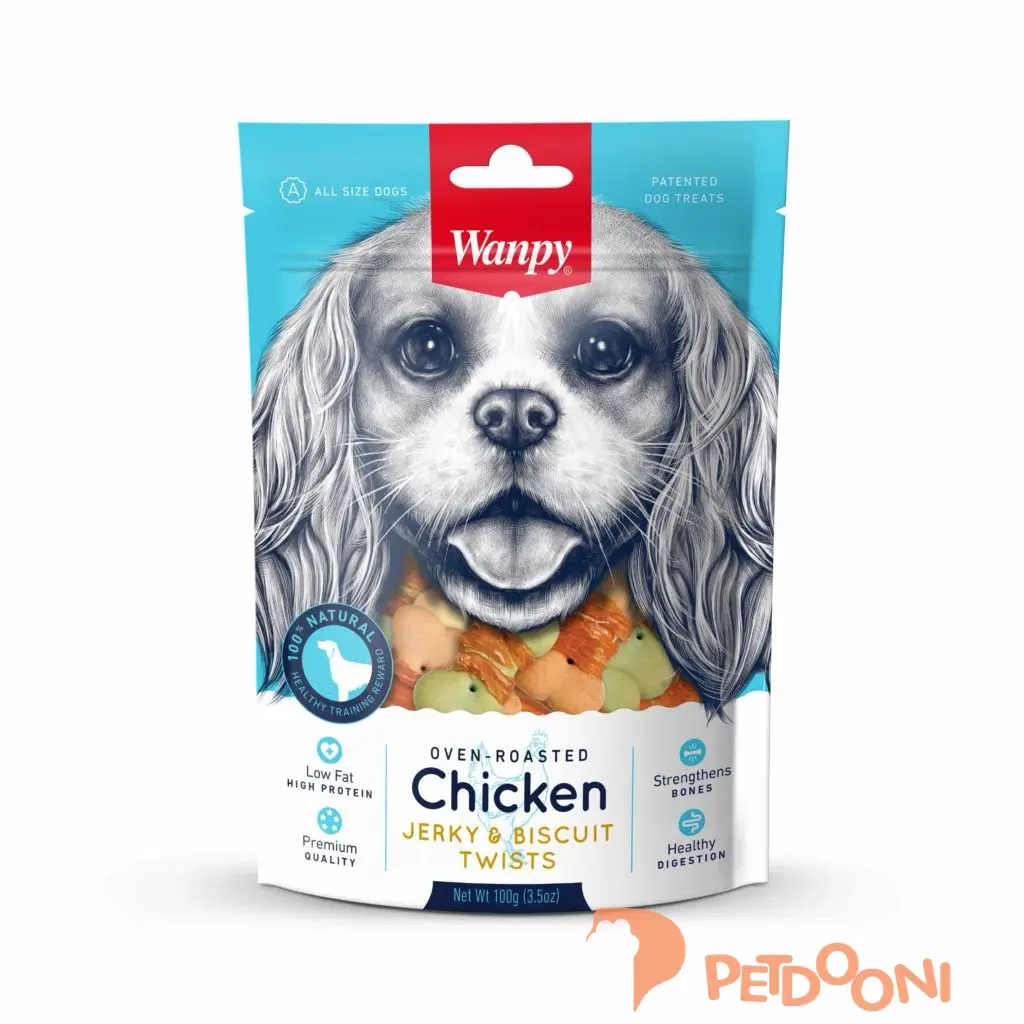 تشویقی جرکی بیسکوییت سگ ونپی با طعم مرغ 100 گرم