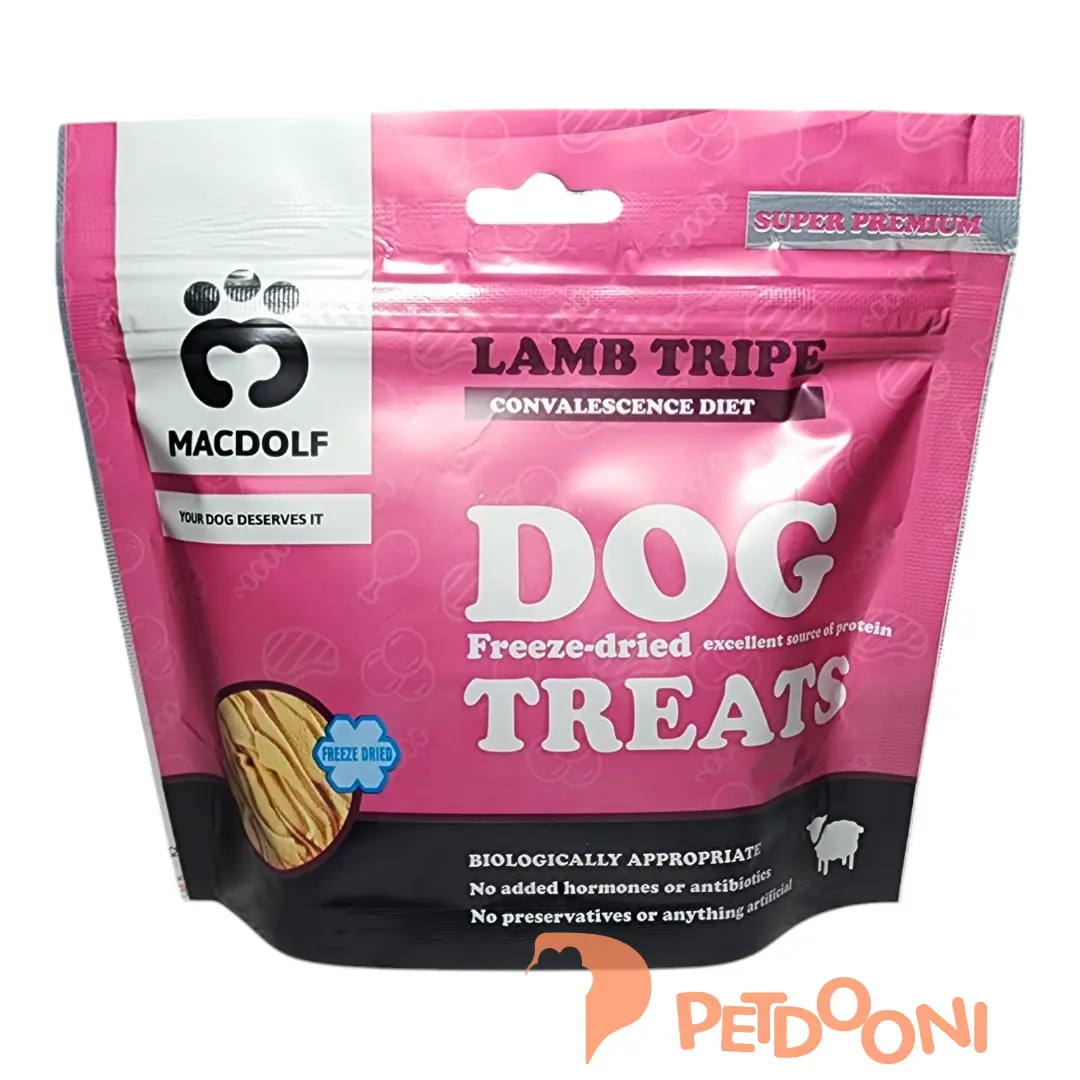 تشویقی فریز دراید سگ مک دولف طعم سیرابی بره وزن ۳۵ گرم