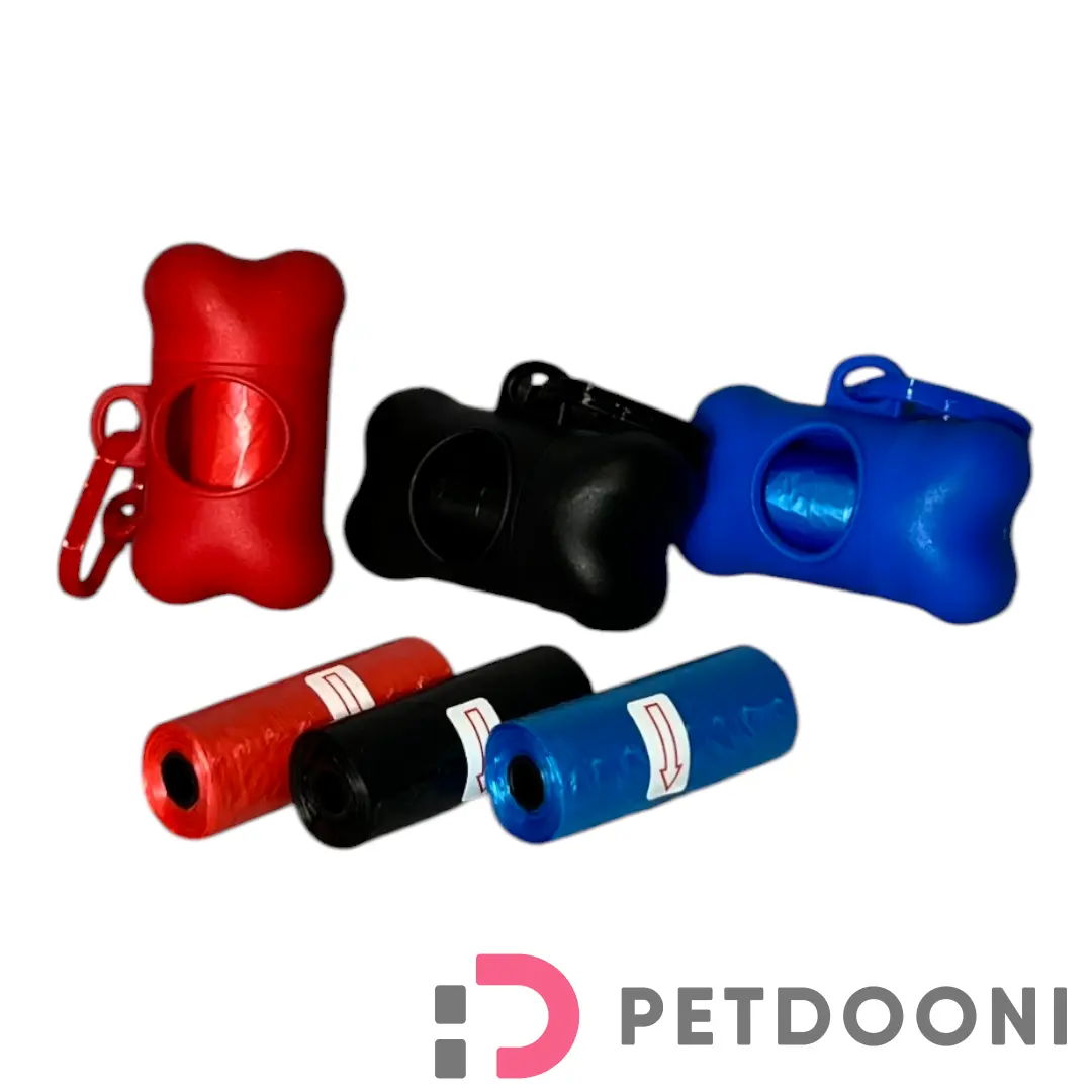 کیسه جمع آوری مدفوع حیوانات طرح استخوان دارای دو رول همراه با مخزن