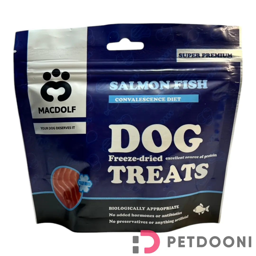 تشویقی فریز دراید سگ مک دولف طعم ماهی سالمون وزن ۳۵ گرم