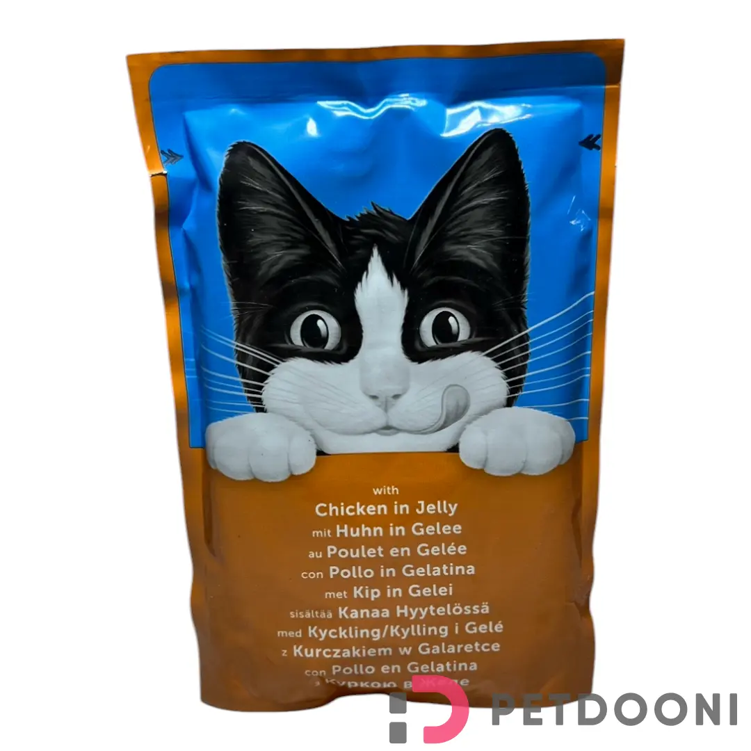 پوچ گربه فلیکس با طعم مرغ در ژله وزن 85 گرم