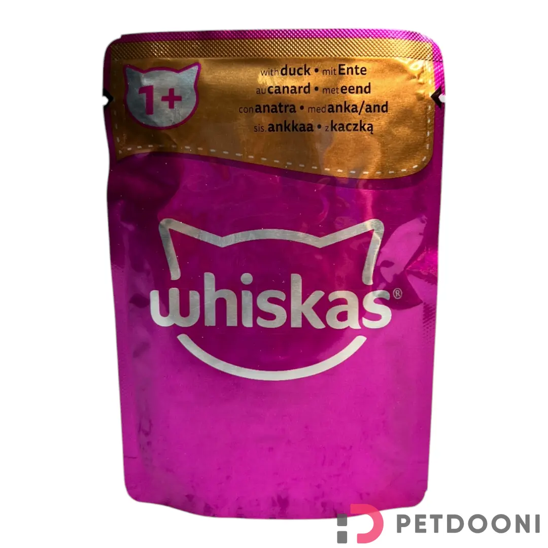 پوچ گربه ویسکاس با طعم اردک در ژله وزن 85 گرم