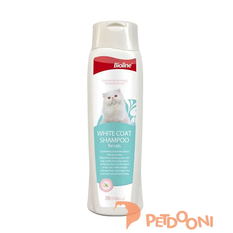 شامپو گربه بایولاین مخصوص موهای سفید 200 میلی لیتر