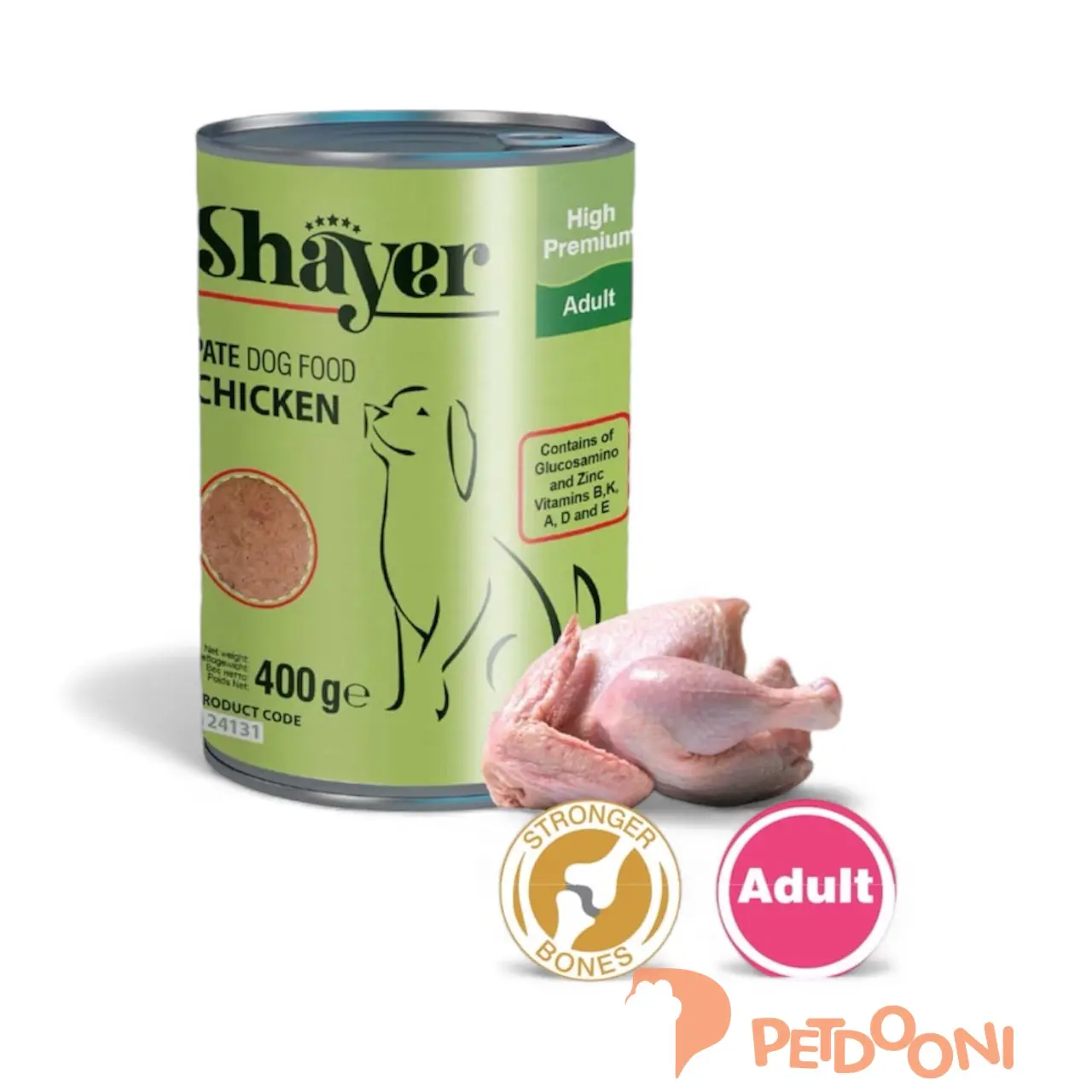 کنسرو پته سگ بالغ شایر با طعم مرغ 400 گرم