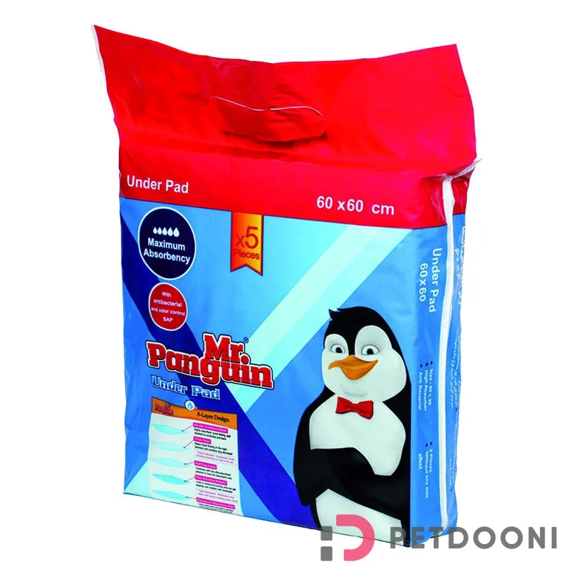 زیرانداز بهداشتی مستر پنگوئین سایز 60*60 بسته 5 عددی