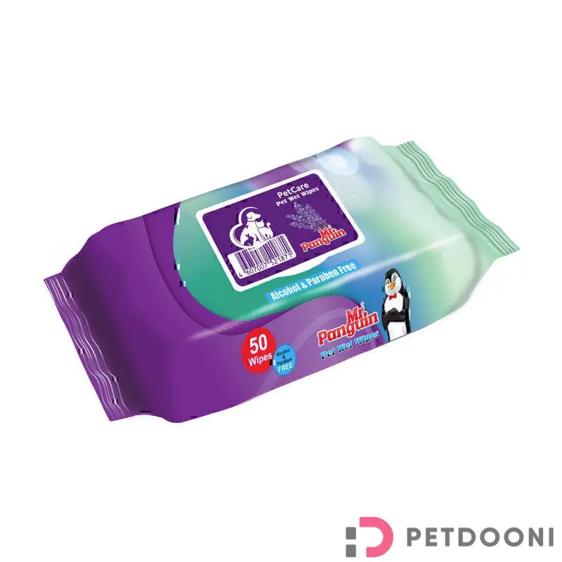 دستمال مرطوب پاکتی رایحه دار مستر پنگوئین بسته 50 عددی