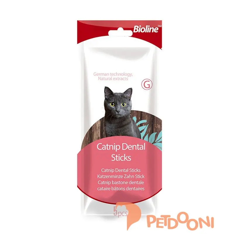 تشویقی دنتال گربه بایولاین حاوی کت نیپ بسته 5 عددی