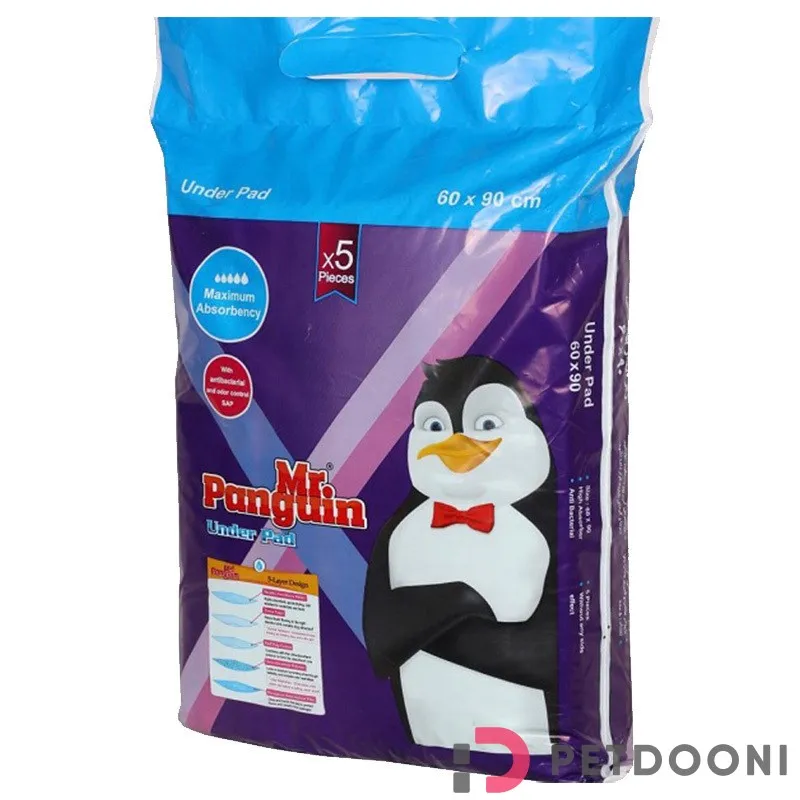 زیرانداز بهداشتی مستر پنگوئین سایز 90*60 بسته 5 عددی