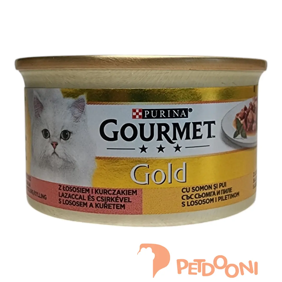 کنسرو چانکی گربه بالغ گورمت گلد با طعم مرغ و سالمون در سس 85 گرم