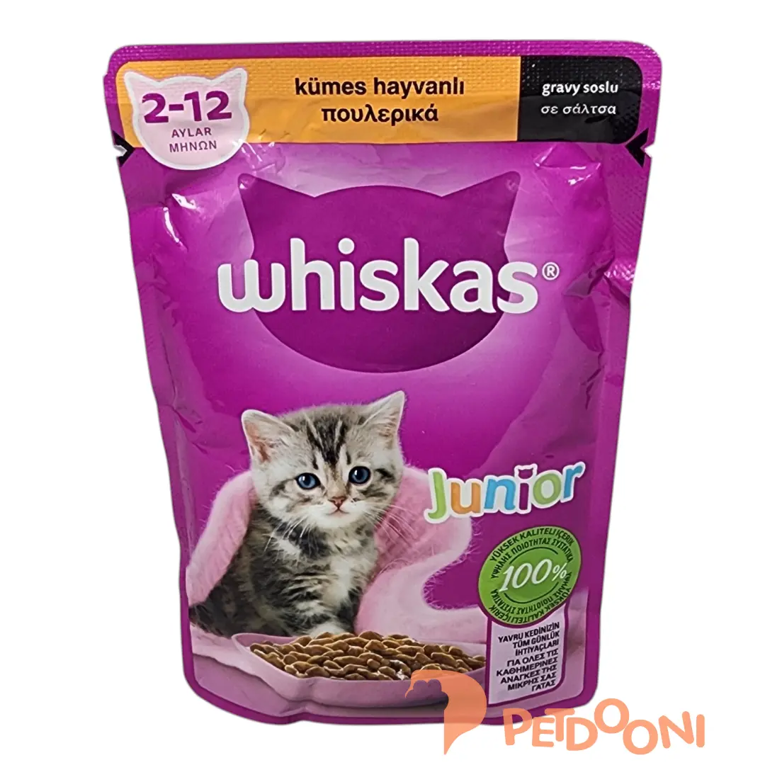 پوچ بچه گربه ویسکاس با طعم مرغ در سس وزن 85 گرم