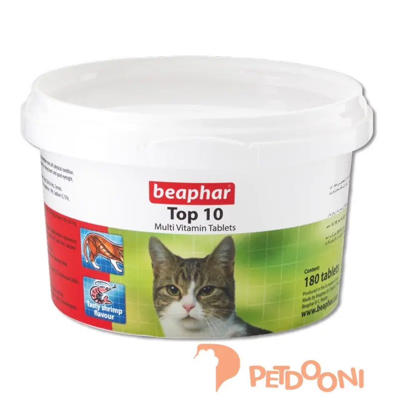 قرص مولتی ویتامین گربه بیفار مدل Top 10 تعداد 180 عددی