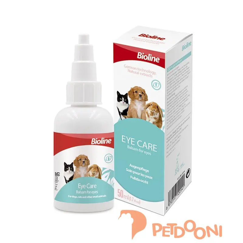 قطره تمیز کننده و ضد عفونی کننده چشم حیوانات بایولاین 50 میلی لیتر