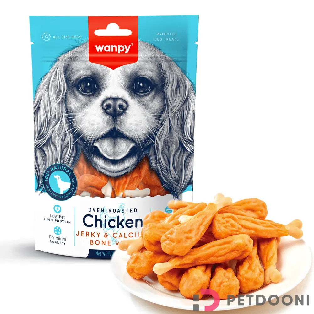 تشویقی سگ ونپی مدل استخوان با طعم مرغ حاوی کلسیم 100 گرم