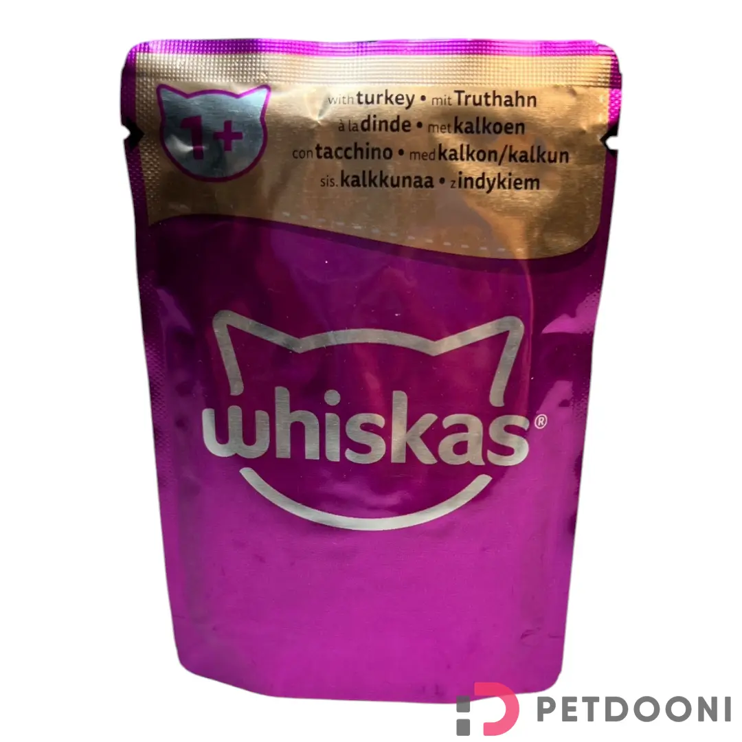 پوچ گربه ویسکاس با طعم بوقلمون در ژله وزن 85 گرم