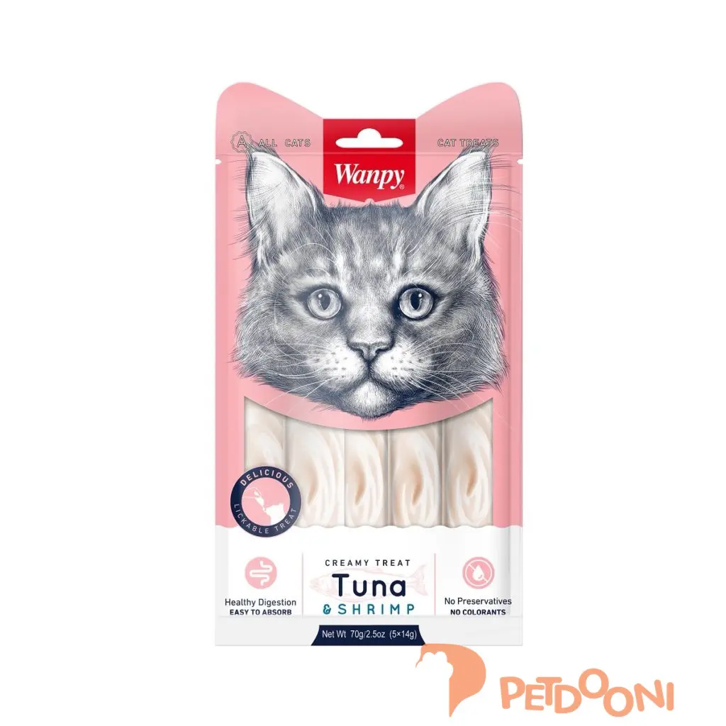 بستنی گربه ونپی با طعم ماهی تن و میگو بسته‌ی 5 عددی