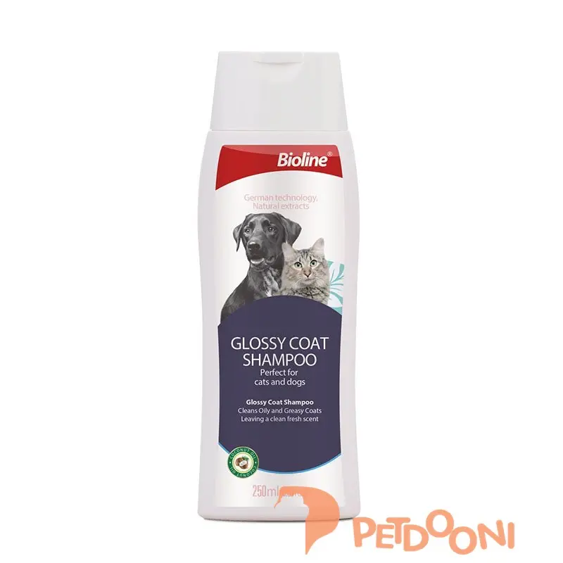 شامپو براق کننده مو سگ و گربه بایولاین با رایحه نارگیل 250 میلی لیتر