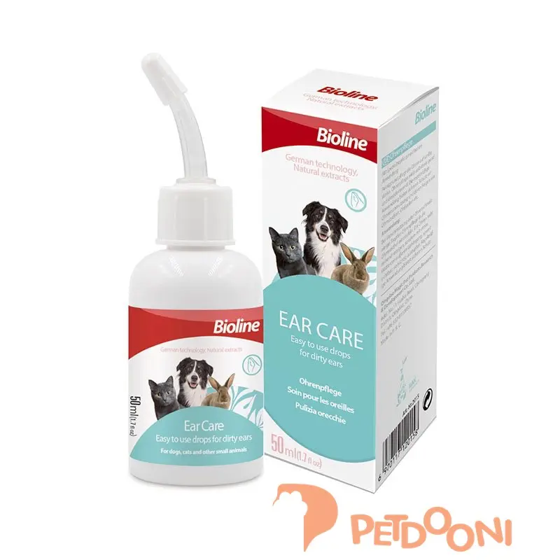 قطره تمیزکننده گوش سگ و گربه و حیوانات بایولاین 50 میلی لیتر