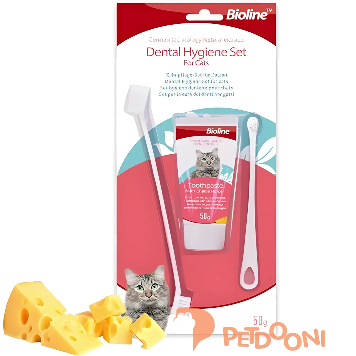 ست مسواک و خمیردندان گربه بایولاین 50 گرم
