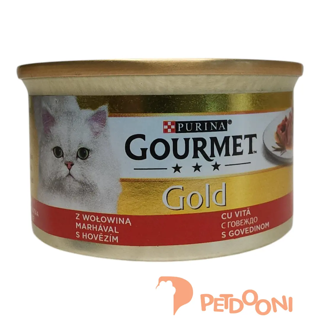 کنسرو چانکی گربه بالغ گورمت گلد با طعم گوشت گاو در سس 85 گرم