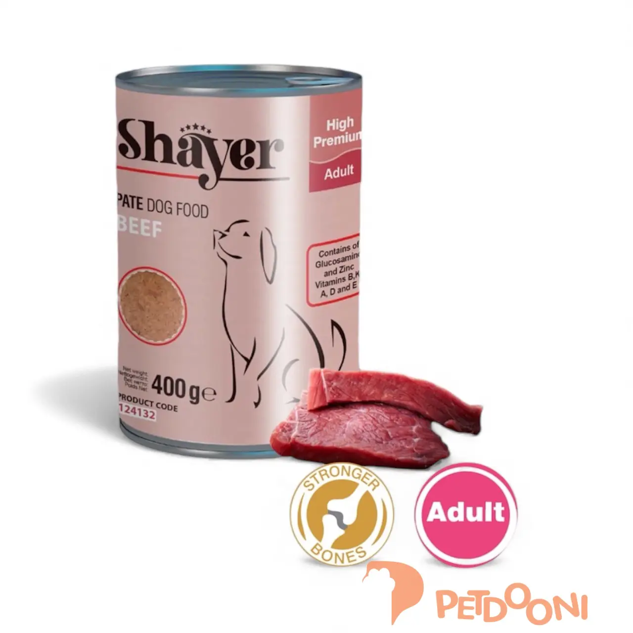 کنسرو پته سگ بالغ شایر با طعم گوشت گاو 400 گرم