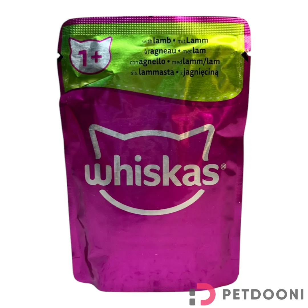 پوچ گربه ویسکاس با طعم گوشت بره در سس وزن 85 گرم