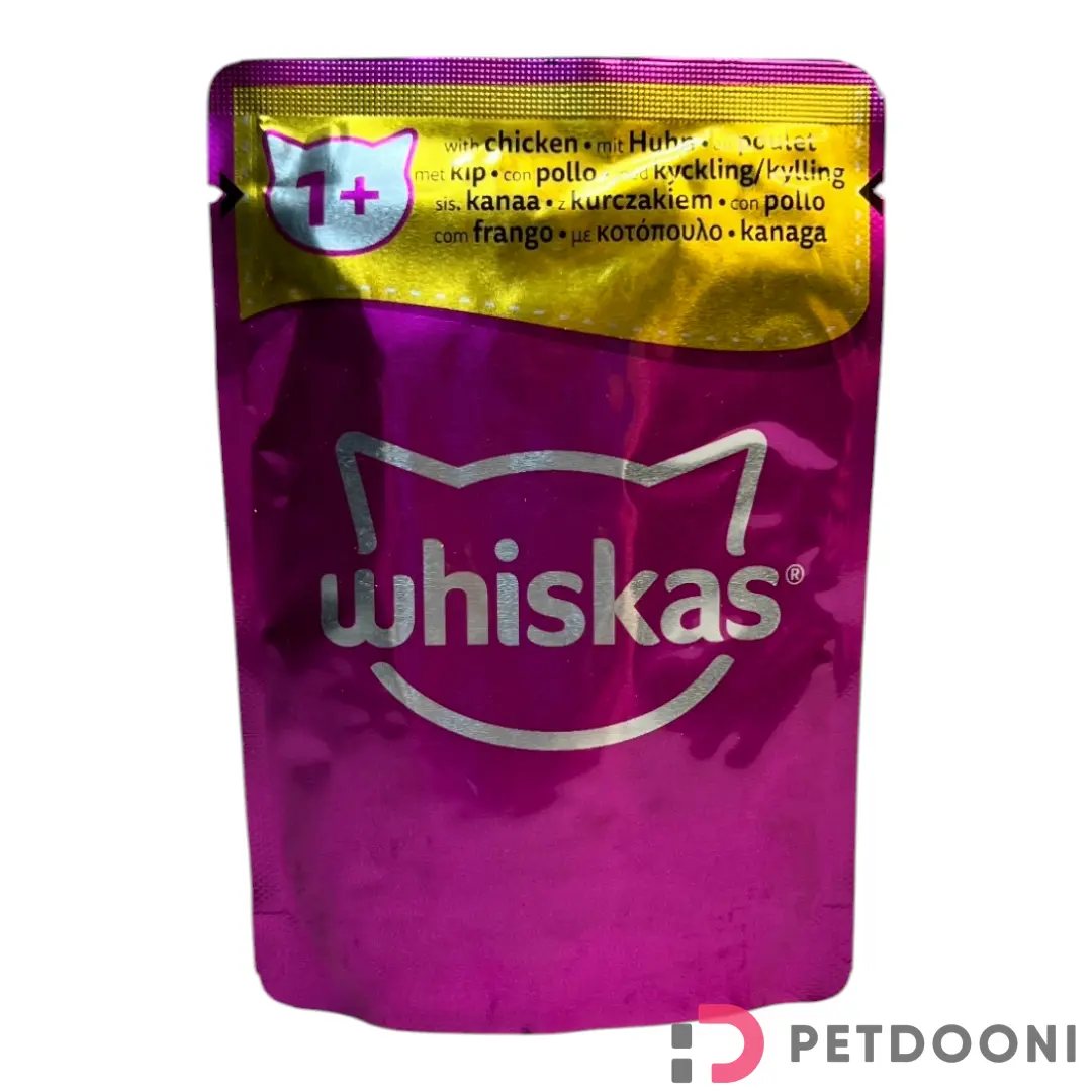 پوچ گربه ویسکاس با طعم مرغ در سس وزن 85 گرم