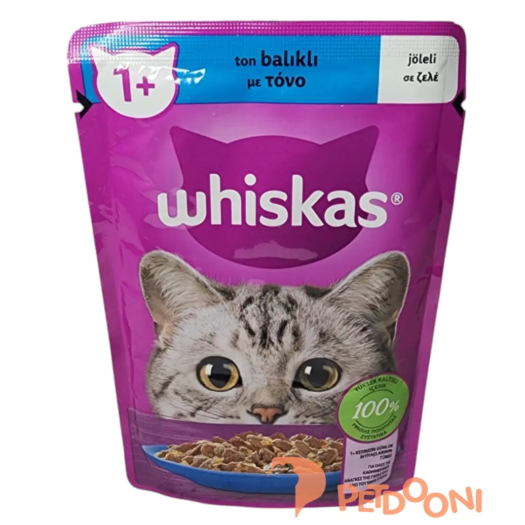 پوچ گربه ویسکاس  با طعم ماهی تن در ژله وزن 85 گرم