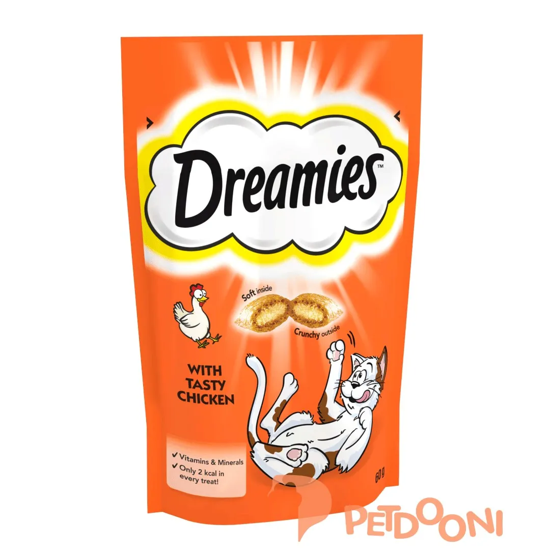 تشویقی گربه دریمیز با طعم مرغ وزن 60 گرم