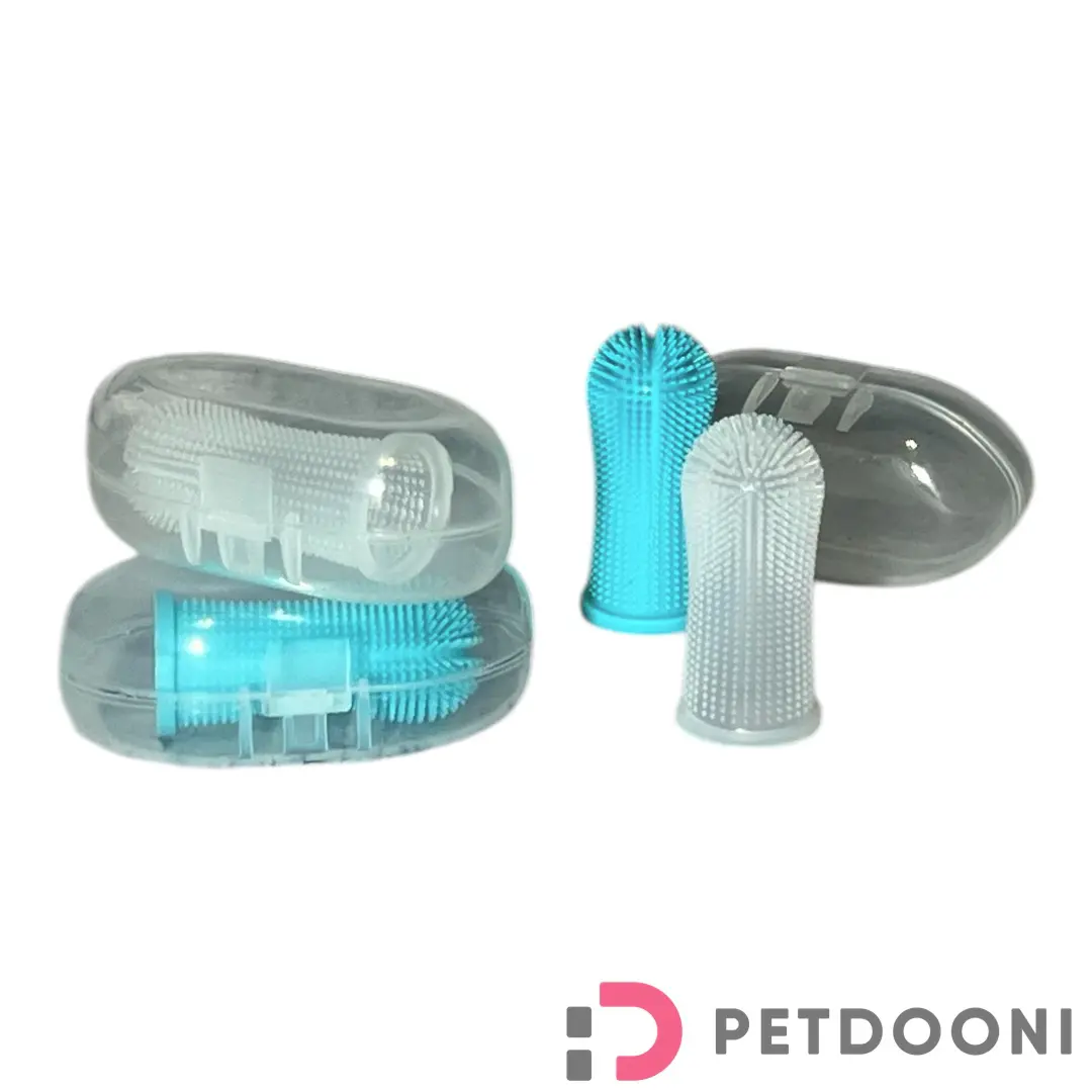 مسواک انگشتی سگ و گربه سیلیکونی محافظ‌دار